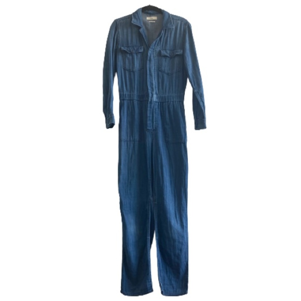 Aritzia TNA Blue Chambray Long Sleeve Jumpsuit
